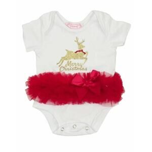 Popatu Baby Girl Merry Christmas Skirted Tutu Bodysuit White 12mth $28